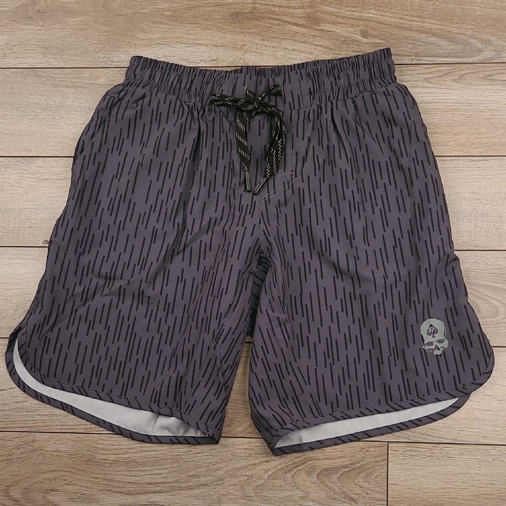 ZERO FOXTROT Grey Striped Military Small‎ 9" Mens Athletic Workout Shorts NWOT